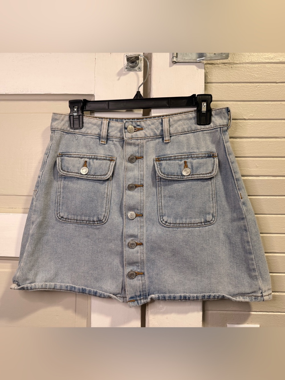 Denim Button Front Mini Skirt - Picture 5 of 6